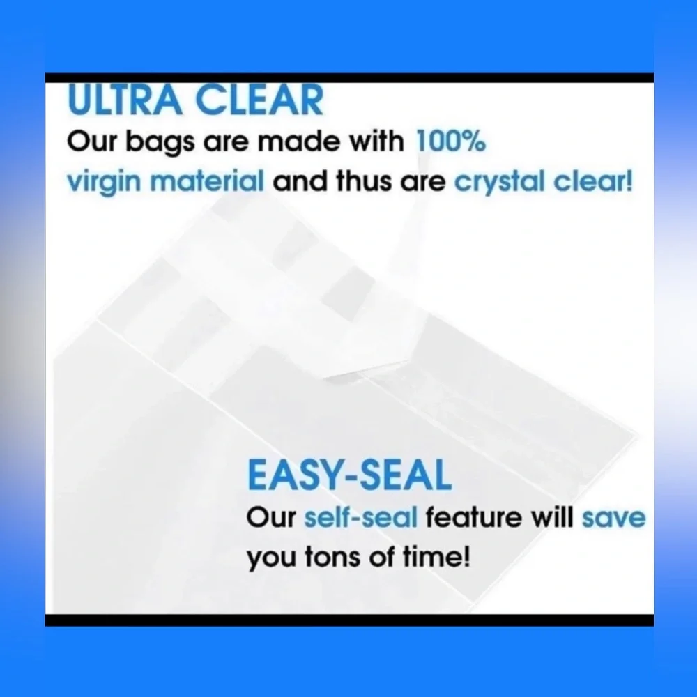 80pcs Bundle includes 20ct 6x9” & 20ct 8x10” Clear Cello Bags w/40ct Stickers 🆕